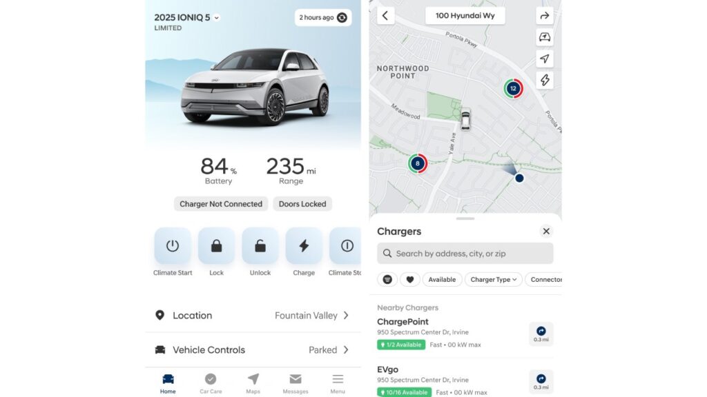 The MyHyundai with Bluelink mobile app and Charge management in the MyHyundai app